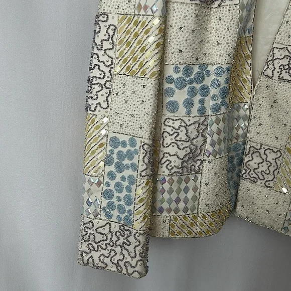 Vie by Victoria Royale NWT Vintage Yellow Beaded Blazer Jacket Coat **Sz 8**🌸🌸 - Picture 5 of 9